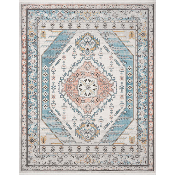 Well Woven Indira Oriental Blue/Ivory Area Rug Wayfair